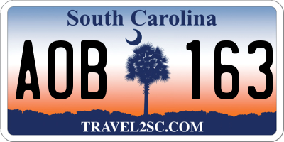 SC license plate AOB163