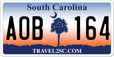 SC license plate AOB164