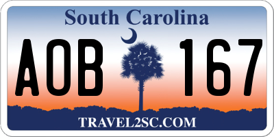 SC license plate AOB167
