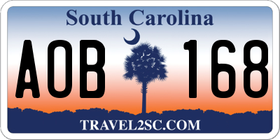SC license plate AOB168
