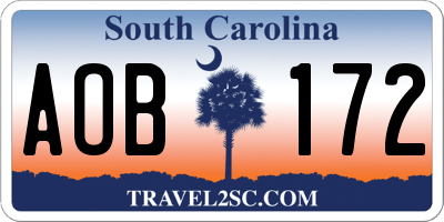 SC license plate AOB172