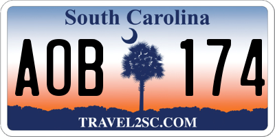 SC license plate AOB174