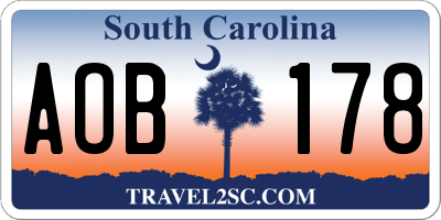 SC license plate AOB178