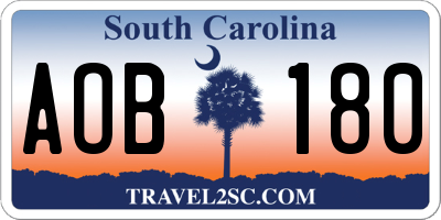 SC license plate AOB180