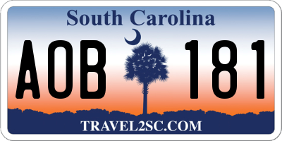 SC license plate AOB181