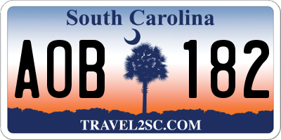 SC license plate AOB182