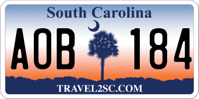 SC license plate AOB184