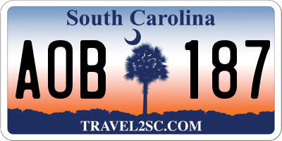 SC license plate AOB187