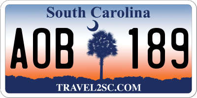 SC license plate AOB189