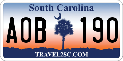 SC license plate AOB190