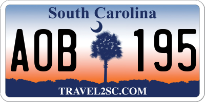 SC license plate AOB195