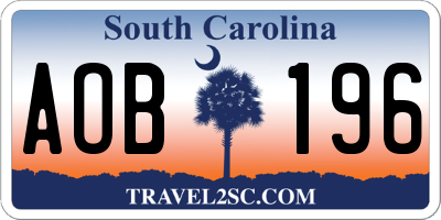 SC license plate AOB196
