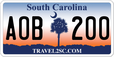 SC license plate AOB200