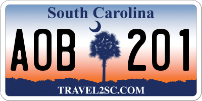 SC license plate AOB201