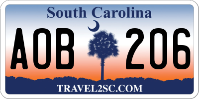 SC license plate AOB206
