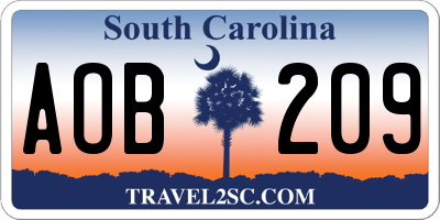 SC license plate AOB209