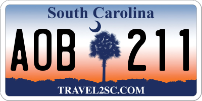 SC license plate AOB211
