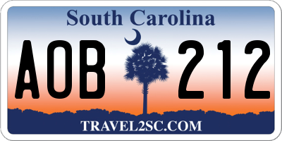 SC license plate AOB212