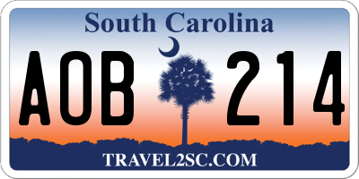 SC license plate AOB214
