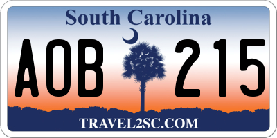 SC license plate AOB215