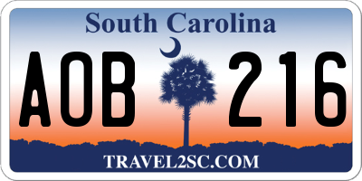 SC license plate AOB216