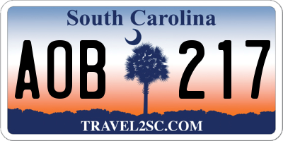 SC license plate AOB217