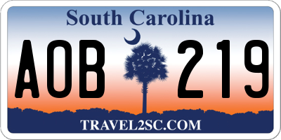SC license plate AOB219