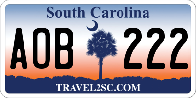 SC license plate AOB222