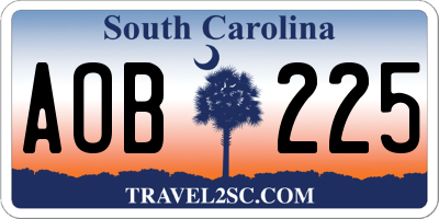 SC license plate AOB225