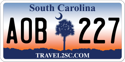SC license plate AOB227