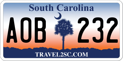 SC license plate AOB232