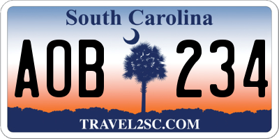 SC license plate AOB234