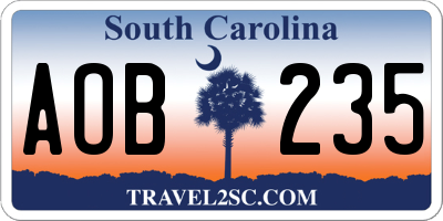 SC license plate AOB235