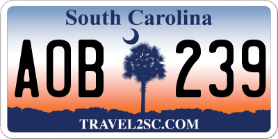 SC license plate AOB239