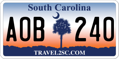 SC license plate AOB240