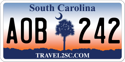SC license plate AOB242