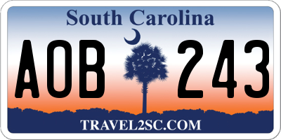 SC license plate AOB243