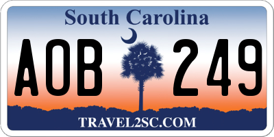 SC license plate AOB249