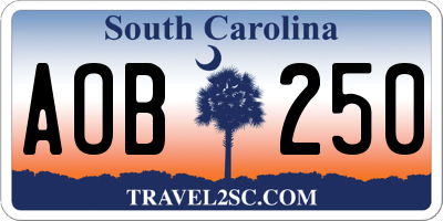 SC license plate AOB250