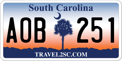 SC license plate AOB251