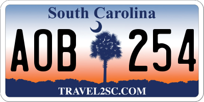 SC license plate AOB254