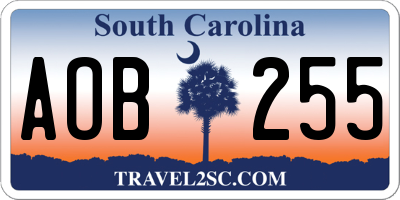 SC license plate AOB255