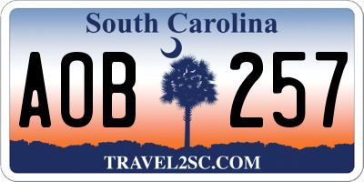 SC license plate AOB257