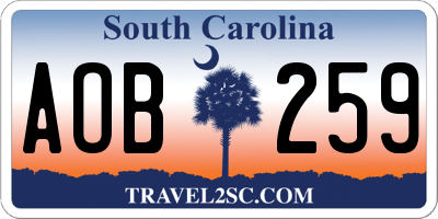 SC license plate AOB259