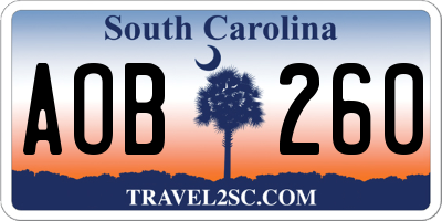 SC license plate AOB260