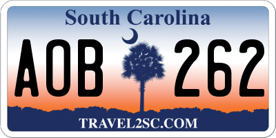 SC license plate AOB262