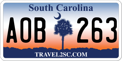 SC license plate AOB263