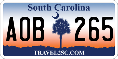 SC license plate AOB265