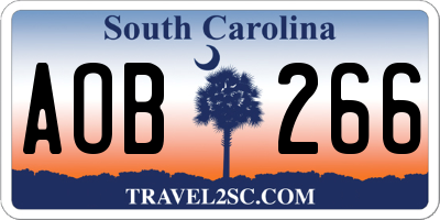 SC license plate AOB266