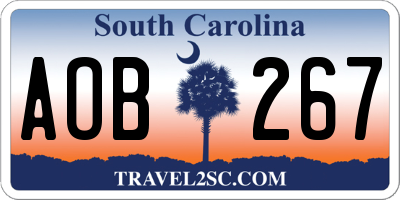 SC license plate AOB267